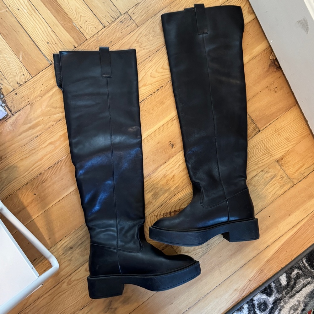 Mango over the knee leather boots